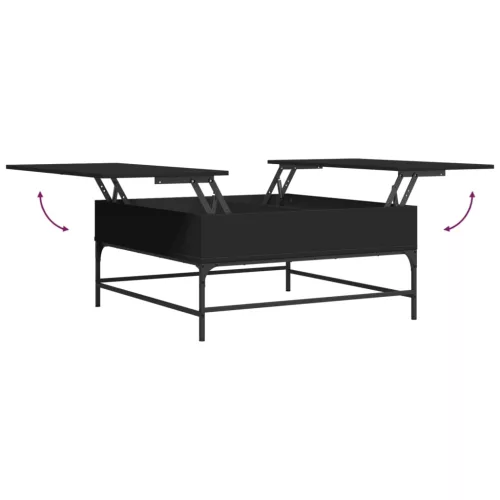 Fekete szerelt fa és fém dohányzóasztal 95 x 95 x 45 cm