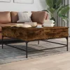 Füstös tölgy szerelt fa és fém dohányzóasztal 95 x 95 x 45 cm