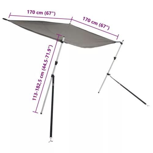 Antracit T-alakú árnyékolóhosszabbító 170x170x(113-182,5) cm
