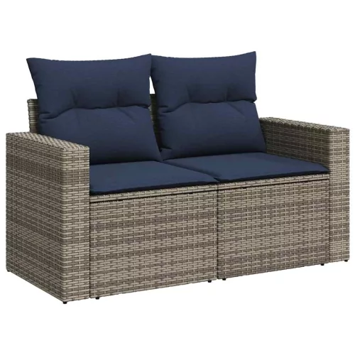 10 részes szürke polyrattan kerti ülőgarnitúra párnával