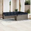 10 részes szürke polyrattan kerti ülőgarnitúra párnával