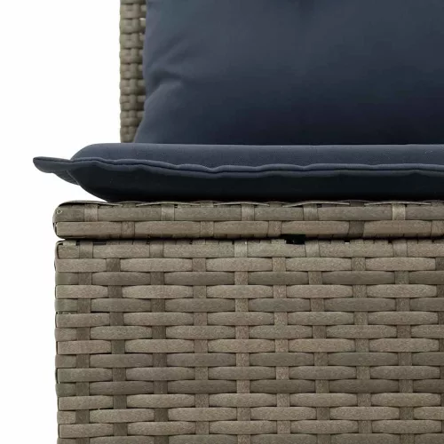 10 részes szürke polyrattan kerti ülőgarnitúra párnával