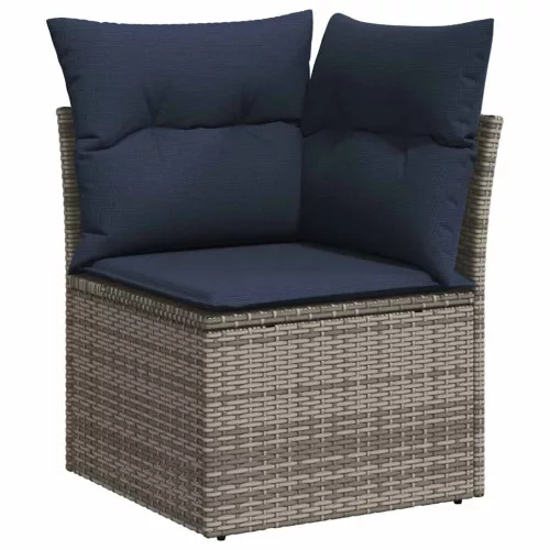 10 részes szürke polyrattan kerti ülőgarnitúra párnával