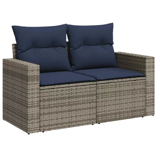 10 részes szürke polyrattan kerti ülőgarnitúra párnával