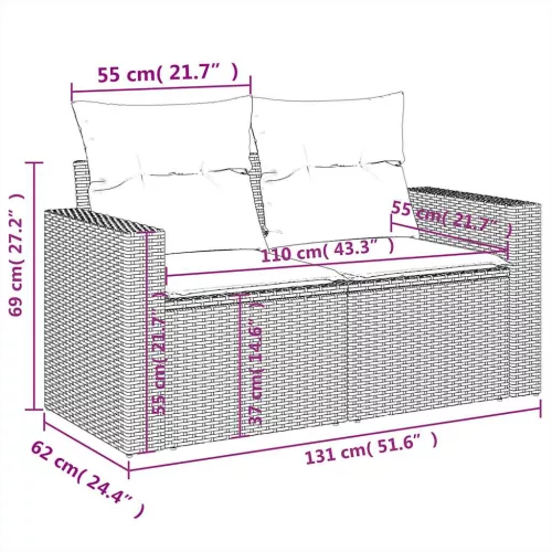 10 részes szürke polyrattan kerti ülőgarnitúra párnával