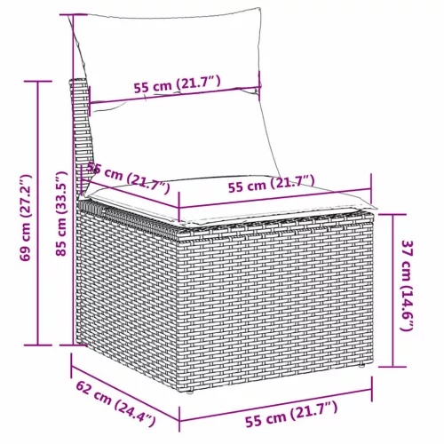 10 részes szürke polyrattan kerti ülőgarnitúra párnával