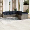 10 részes szürke polyrattan kerti ülőgarnitúra párnával