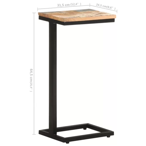 2 db tömör újrahasznosított fa kisasztal 31,5 x 24,5 x 64,5 cm