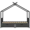 Fiókos sötétszürke tömör fenyőfa gyerekágykeret 90 x 200 cm