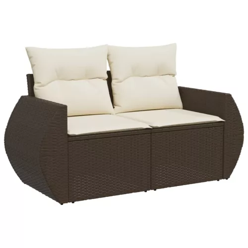 8 részes barna polyrattan kerti ülőgarnitúra párnákkal