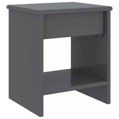 Sötétszürke tömör fenyőfa éjjeliszekrény 35 x 30 x 40 cm