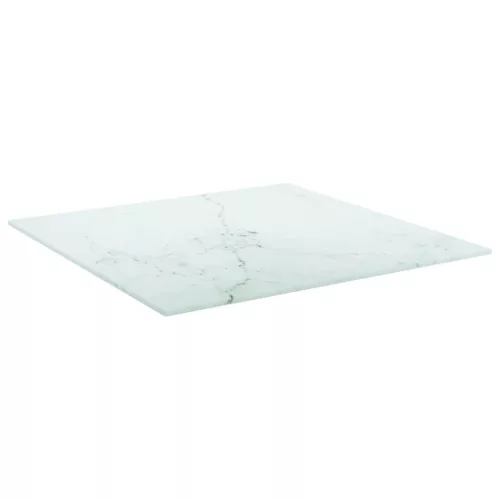 Fehér edzett üveg asztallap márványdizájnnal 50 x 50 cm 6 mm