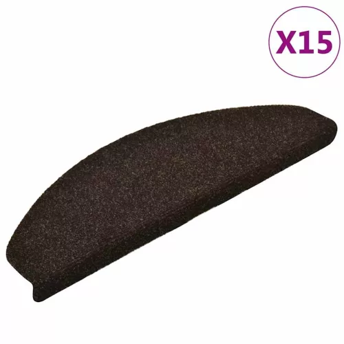 15 db öntapadós lépcsőszőnyeg 65 x 21 x 4 cm sötétbarna félkör alakú nagy