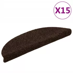  15 db öntapadós lépcsőszőnyeg 56 x 17 x 3 cm barna félkör alakú