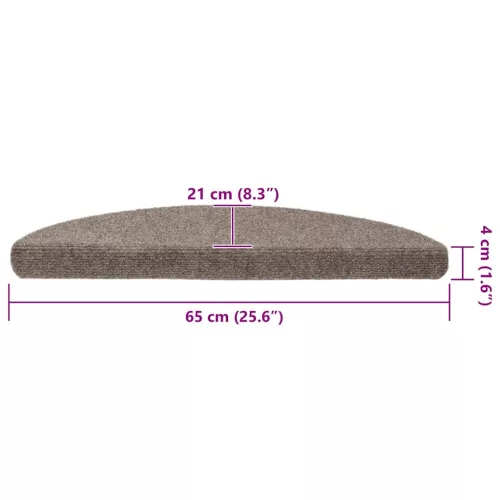 15 db öntapadós lépcsőszőnyeg 65 x 21 x 4 cm bézs félkör alakú nagy