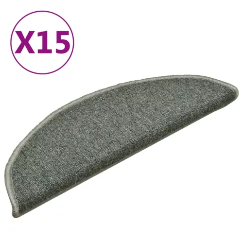 15 db sötétzöld félkör alakú lépcsőszőnyeg 56 x 17 x 3 cm