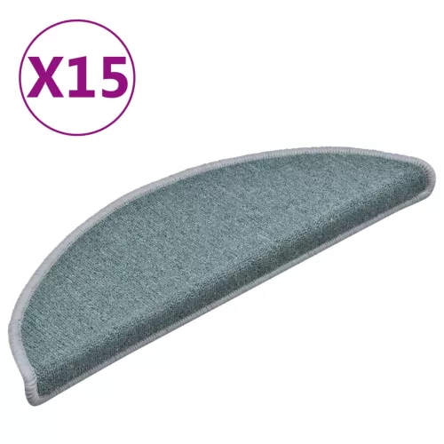15 db lépcsőszőnyeg 56 x 17 x 3 cm tengerkék félkör alakú