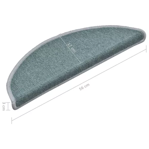 15 db lépcsőszőnyeg 56 x 17 x 3 cm tengerkék félkör alakú
