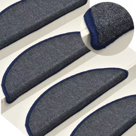   15 db sötétszürke és kék félkör alakú lépcsőszőnyeg 56 x 17 x 3 cm
