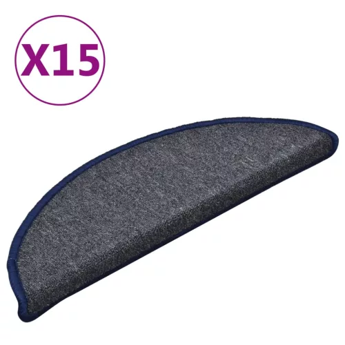 15 db sötétszürke és kék félkör alakú lépcsőszőnyeg 56 x 17 x 3 cm