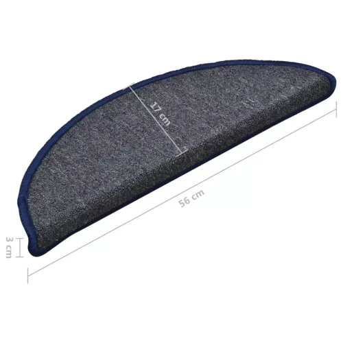 15 db sötétszürke és kék félkör alakú lépcsőszőnyeg 56 x 17 x 3 cm