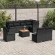 9 részes fekete polyrattan kerti ülőgarnitúra párnákkal