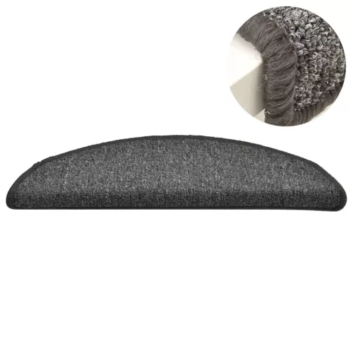 15 db sötétszürke félkör alakú lépcsőszőnyeg 56 x 17 x 3 cm
