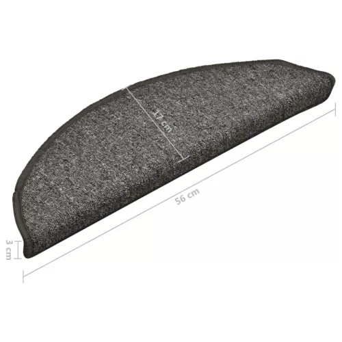 15 db sötétszürke félkör alakú lépcsőszőnyeg 56 x 17 x 3 cm