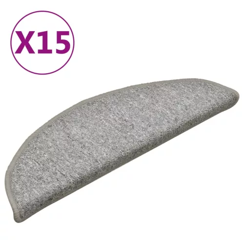15 db világosszürke félkör alakú lépcsőszőnyeg 56 x 17 x 3 cm