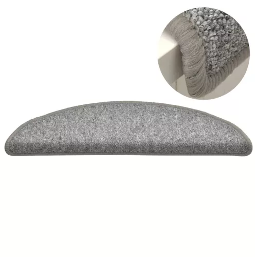 15 db világosszürke félkör alakú lépcsőszőnyeg 56 x 17 x 3 cm