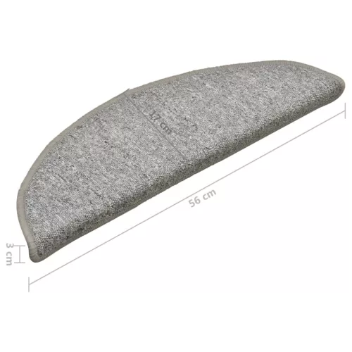 15 db világosszürke félkör alakú lépcsőszőnyeg 56 x 17 x 3 cm