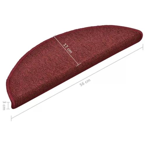 15 db lépcsőszőnyeg 56 x 17 x 3 cm bordó félkör alakú