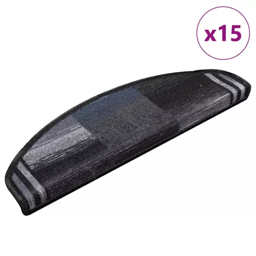 15 db fekete-szürke öntapadó lépcsőszőnyeg 65 x 21 x 4 cm