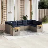 9 részes szürke polyrattan kerti ülőgarnitúra párnával