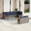 9 részes szürke polyrattan kerti ülőgarnitúra párnával