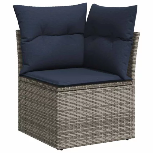9 részes szürke polyrattan kerti ülőgarnitúra párnával