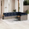 9 részes szürke polyrattan kerti ülőgarnitúra párnával