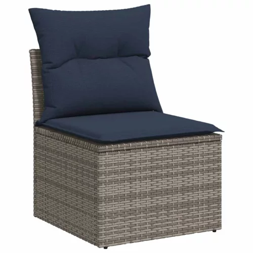 9 részes szürke polyrattan kerti ülőgarnitúra párnával