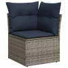 9 részes szürke polyrattan kerti ülőgarnitúra párnával