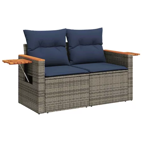 9 részes szürke polyrattan kerti ülőgarnitúra párnával