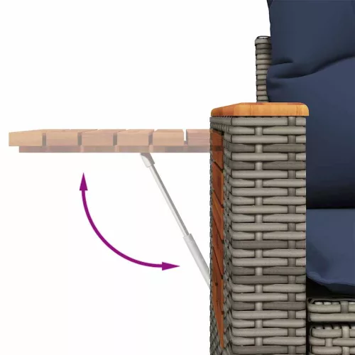 9 részes szürke polyrattan kerti ülőgarnitúra párnával