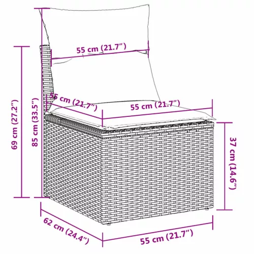 9 részes szürke polyrattan kerti ülőgarnitúra párnával