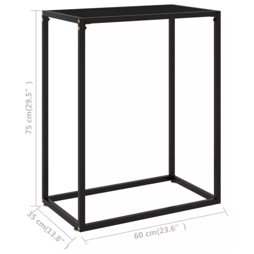 Fekete edzett üveg tálalóasztal 60 x 35 x 75 cm