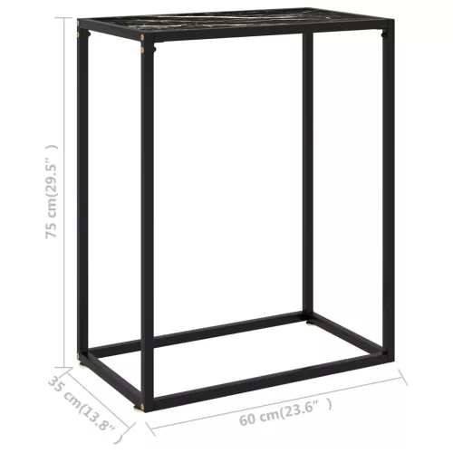 Fekete edzett üveg tálalóasztal 60 x 35 x 75 cm