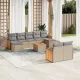 10 részes bézs polyrattan kerti ülőgarnitúra párnával