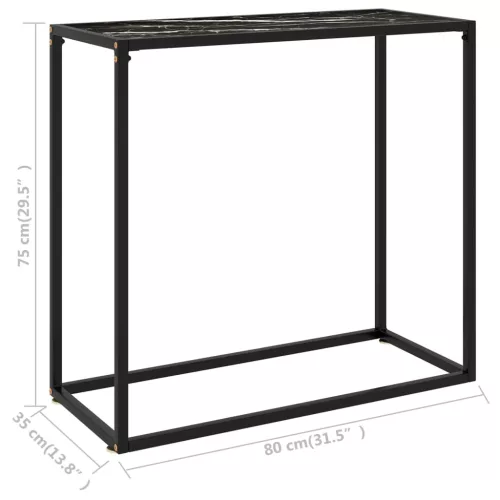 Fekete edzett üveg tálalóasztal 80 x 35 x 75 cm