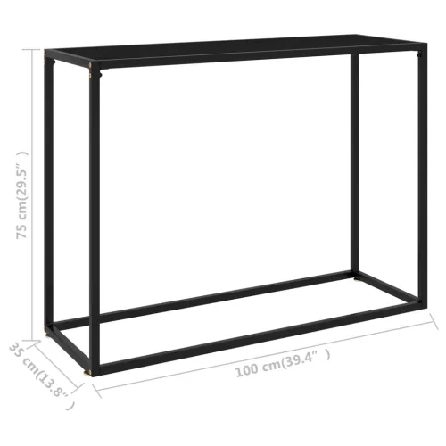 Fekete edzett üveg tálalóasztal 100 x 35 x 75 cm