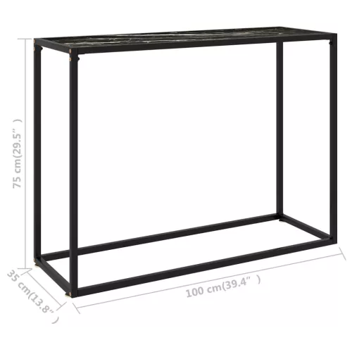 Fekete edzett üveg tálalóasztal 100 x 35 x 75 cm