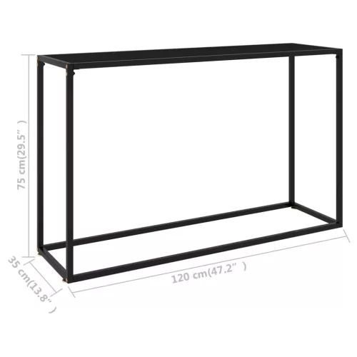 Fekete edzett üveg tálalóasztal 120 x 35 x 75 cm