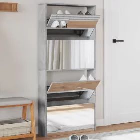   Betonszürke 4 szintes cipőszekrény tükörrel 63 x 17 x 134 cm